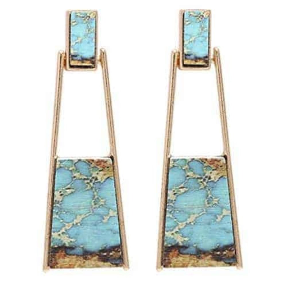 Bonaluna Marbled Wood Earring in Vivid Turquoise